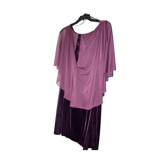 R M Richards Womens Red Wine Velvet Chiffon Drape Capelet Plus Sz 20W Dress New - Picture 4 of 8